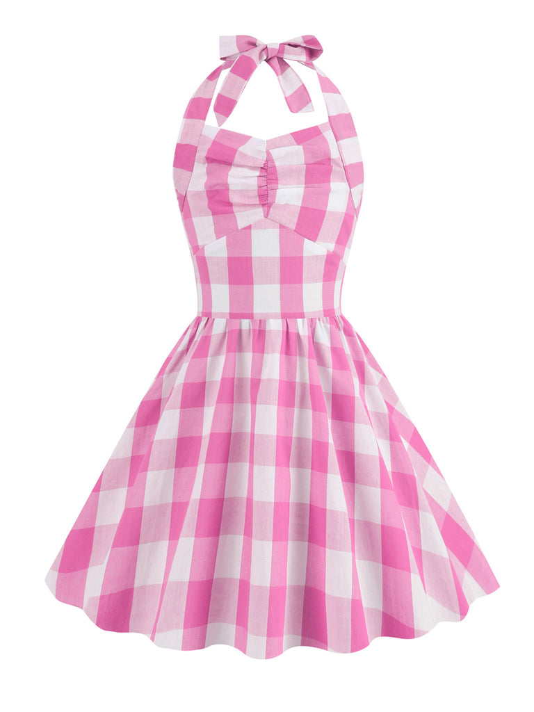 Kids Party 1950s Plaid Halter Swing Girl's Dress: timeless style reimagined