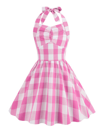 Kids Party 1950s Plaid Halter Swing Girl's Dress: timeless style reimagined