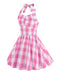 Kids Party 1950s Plaid Halter Swing Girl's Dress — vintage elegance for the modern woman