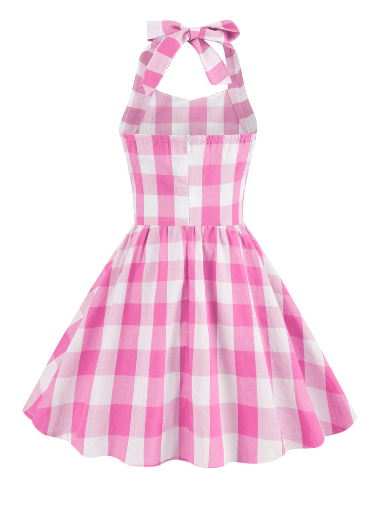 Kids Party 1950s Plaid Halter Swing Girl's Dress: timeless style reimagined