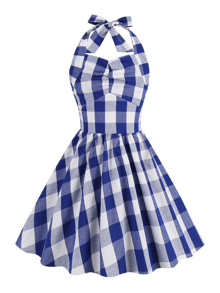 Kids Party 1950s Plaid Halter Swing Girl's Dress: timeless style reimagined