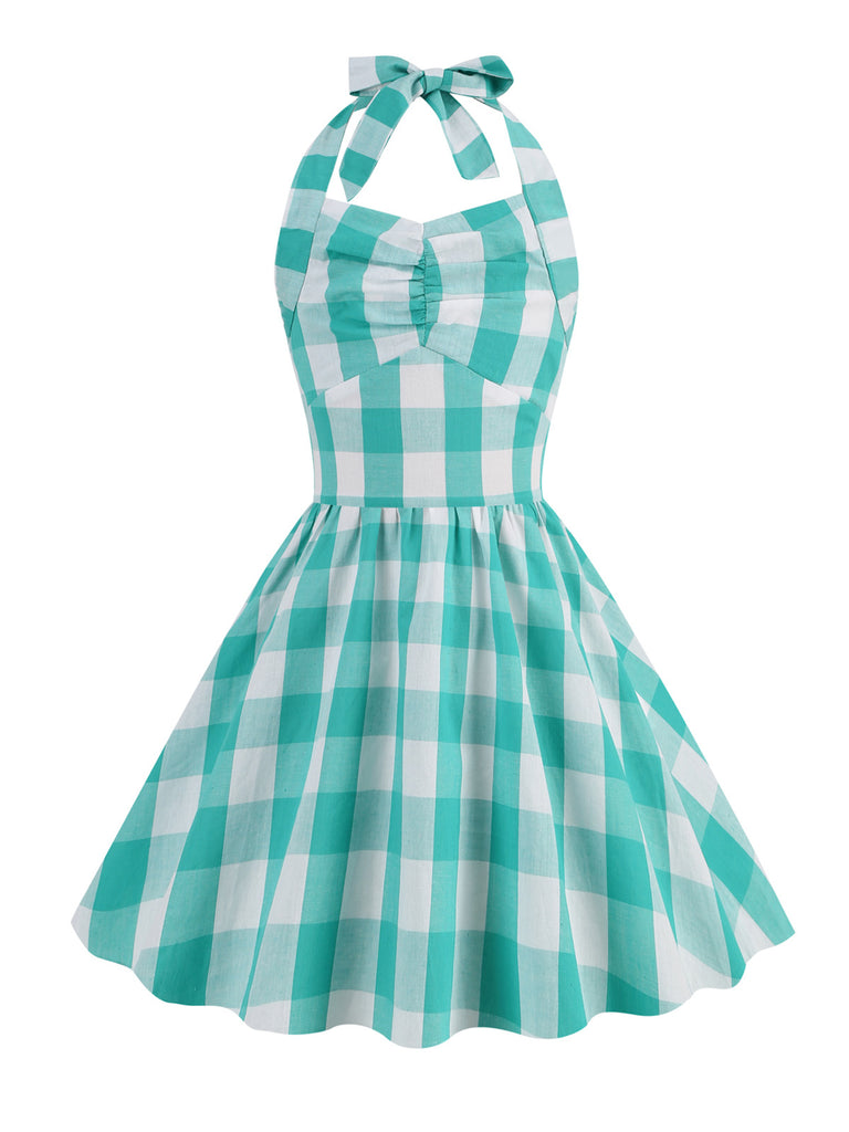 Kids Party 1950s Plaid Halter Swing Girl's Dress: timeless style reimagined