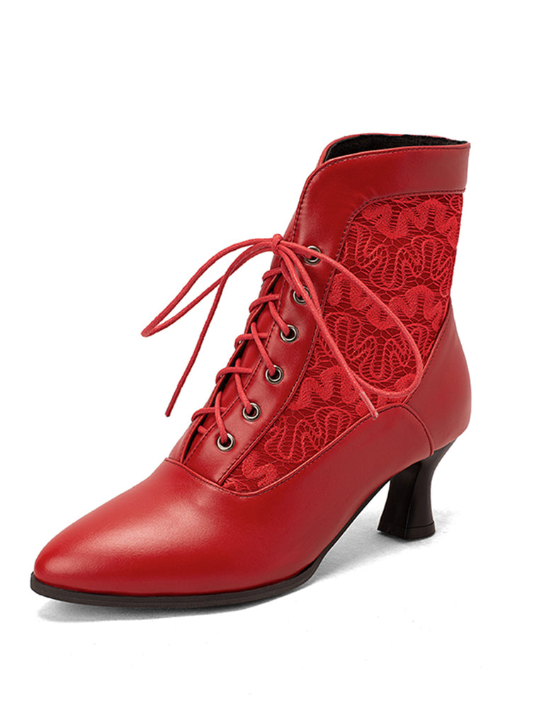 Lace Pointed Leather Heel Vintage Boots: timeless 1950s elegance she makes her own