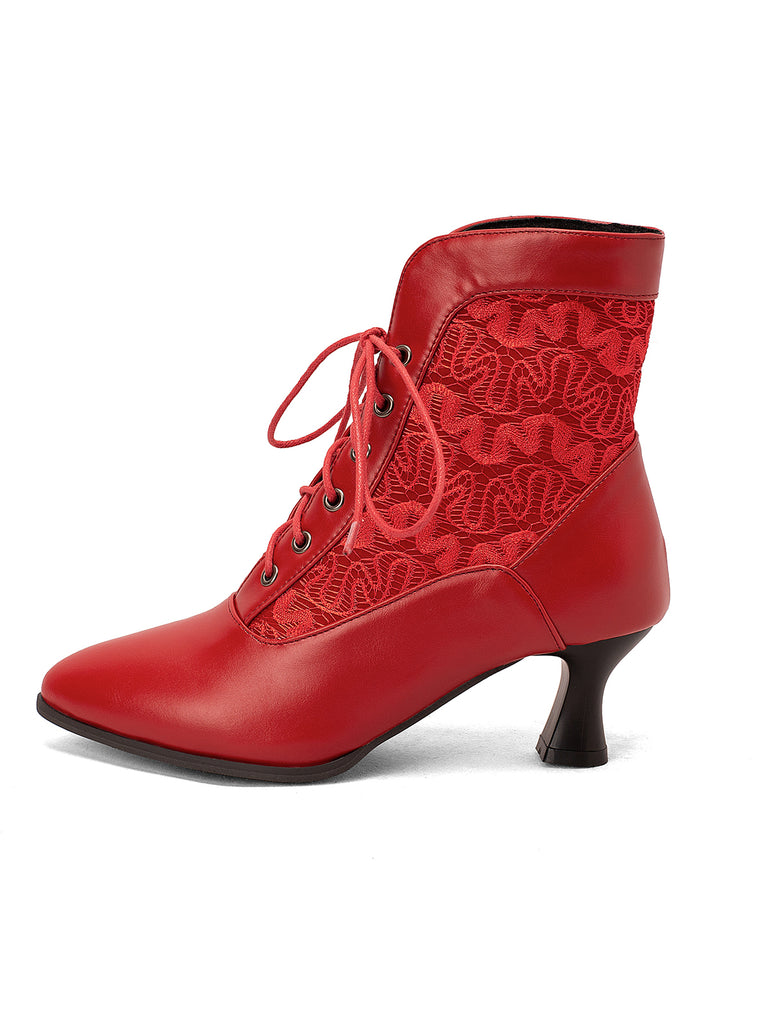 This Lace Pointed Leather Heel Vintage Boots whispers 1950s secrets to those who notice