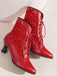 She finds her 1950s story in this Lace Pointed Leather Heel Vintage Boots