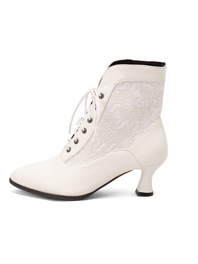 This Lace Pointed Leather Heel Vintage Boots whispers 1950s secrets to those who notice