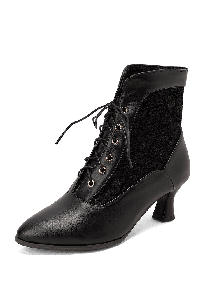 Lace Pointed Leather Heel Vintage Boots: timeless 1950s elegance she makes her own