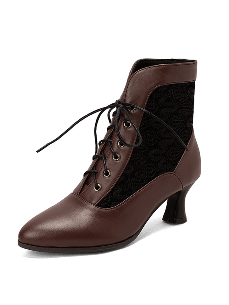 Lace Pointed Leather Heel Vintage Boots: timeless 1950s elegance she makes her own