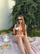 This Lace Strawberry Cami Tankini Set carries vintage vacation dreams in every stitch