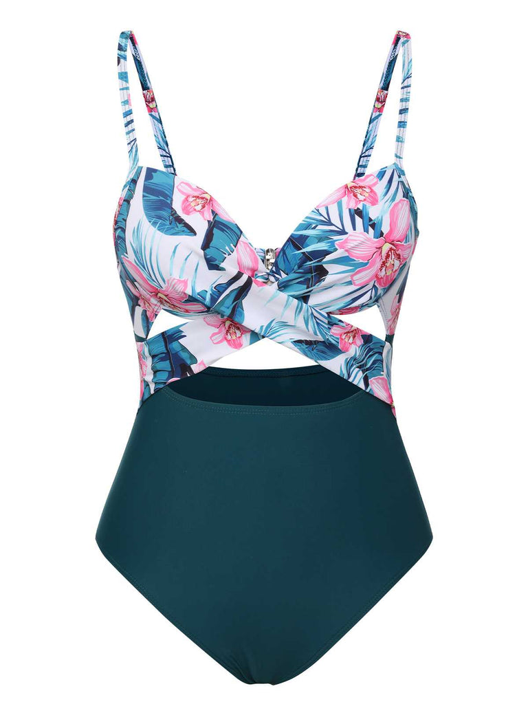 She's wearing Lake Green 1930s Spaghetti Strap Floral Swimsuit and the whole beach remembers the 1930s