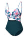 Lake Green 1930s Spaghetti Strap Floral Swimsuit: 1930s Riviera elegance, reimagined for her