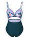 This Lake Green 1930s Spaghetti Strap Floral Swimsuit carries 1930s vacation dreams in every stitch
