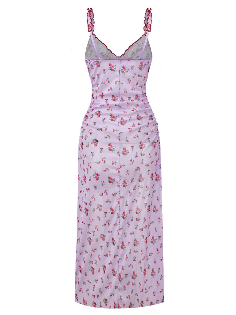 Lavender 1930s Ditsy Floral Bow Slip Nightdress: where 1930s romance meets her modern spirit