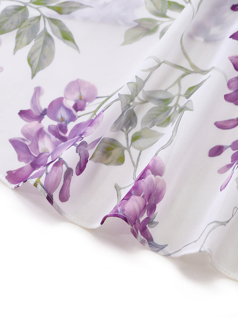 Lavender-1930s-Floral-Halter-Tiered-Ruffled-Dress, vintage, retro, dress