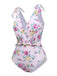 Lavender 1940s Floral Shoulder Tie Swimsuit, vintage swimsuit, pin-up swimwear - perfect for women who love vintage and retro fashion