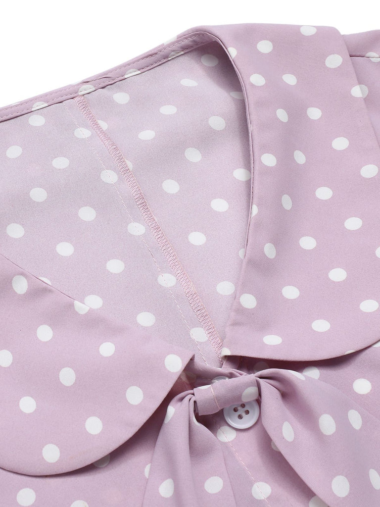 Lavender 1940s Polka Dots Lapel Blouse, vintage top, retro blouse - perfect for women who love vintage and retro fashion