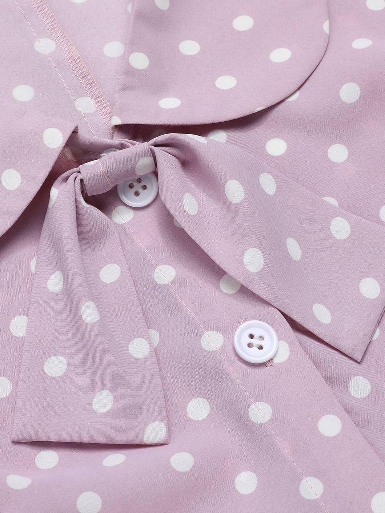 Lavender 1940s Polka Dots Lapel Blouse, vintage top, retro blouse - perfect for women who love vintage and retro fashion