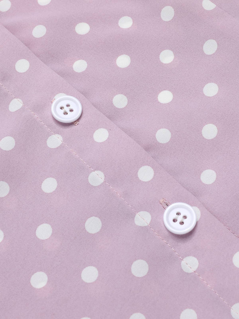 Lavender 1940s Polka Dots Lapel Blouse, vintage top, retro blouse - perfect for women who love vintage and retro fashion