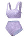 Lavender 1950s Floral Wide Strap Swimsuit, vintage swimsuit, pin-up swimwear - perfect for women who love vintage and retro fashion