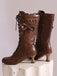 Leather Bow Lace-Up Calf High Boots — vintage vintage charm for her modern wardrobe