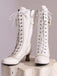 Leather Bow Lace-Up Calf High Boots: timeless vintage elegance she makes her own
