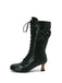 Leather Bow Lace-Up Calf High Boots: timeless vintage elegance she makes her own