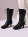 Leather Bow Lace-Up Calf High Boots: timeless vintage elegance she makes her own