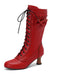 Leather Bow Lace-Up Calf High Boots — vintage vintage charm for her modern wardrobe