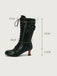This Leather Bow Lace-Up Calf High Boots whispers vintage secrets to those who notice