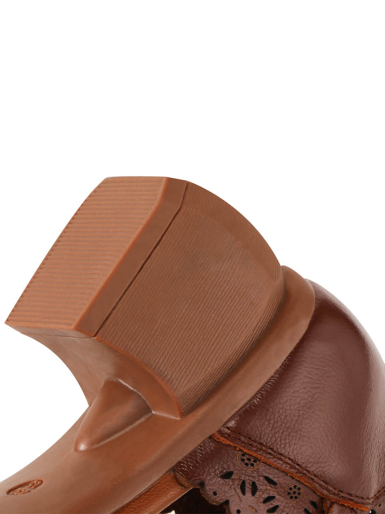 Leather Vintage Hollow-out High Heeled Sandals, vintage shoes, retro heels - perfect for women who love vintage and retro fashion