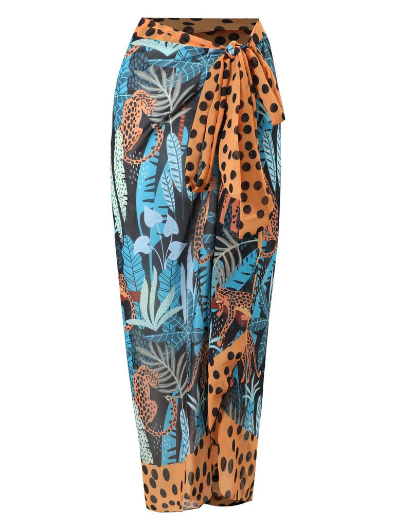 Leopard 1960s Ruffle Polka Dot Swimsuit & Cover-up, vintage swimsuit, pin-up swimwear - perfect for women who love vintage and retro fashion