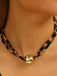 Leopard Print Cord Gold Ball Pendant Necklace - vintage jewelry, Art Deco for vintage lovers