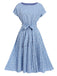 Light Blue 1940s Floral Pleated Dress, vintage dress, retro fashion, floral print - perfect for women who love vintage and retro fashion