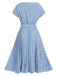 Light Blue 1940s Floral Pleated Dress, vintage dress, retro fashion, floral print - perfect for women who love vintage and retro fashion