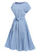 Light Blue 1940s Floral Pleated Dress, vintage dress, retro fashion, floral print - perfect for women who love vintage and retro fashion