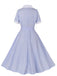 Light Blue 1950s Plaid Belt Lapel Dress: where 1950s romance meets her modern spirit