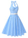 [Pre-Sale] Light Blue 1950s Plaid Halter Swing Dress, vintage dress, retro fashion, rockabilly, pin-up fashion - perfect for women who love vintage and retro fashion