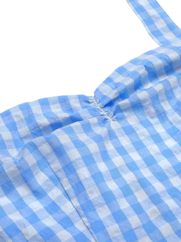 [Pre-Sale] Light Blue 1950s Plaid Halter Swing Dress, vintage dress, retro fashion, rockabilly, pin-up fashion - perfect for women who love vintage and retro fashion
