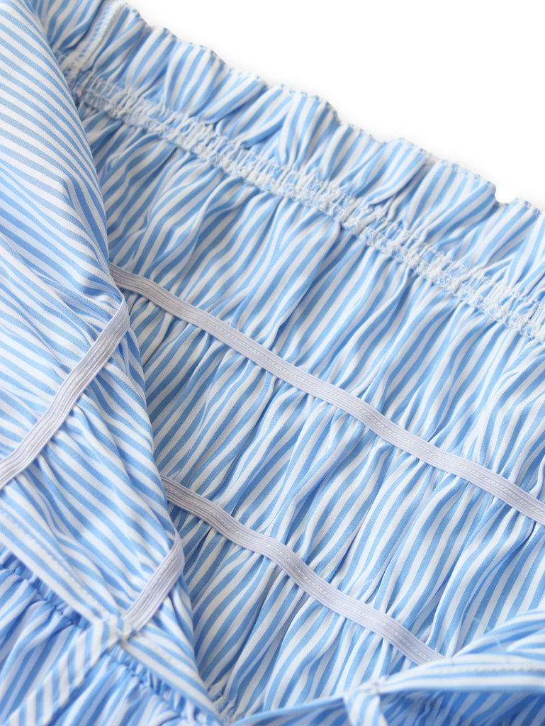 Light-Blue-1950s-Strapless-Tie-Front-Stripe-Jumpsuit, vintage, retro, romper