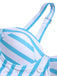 Light Blue 1950s Stripe Strap Swimsuit, vintage swimsuit, pin-up swimwear - perfect for women who love vintage and retro fashion