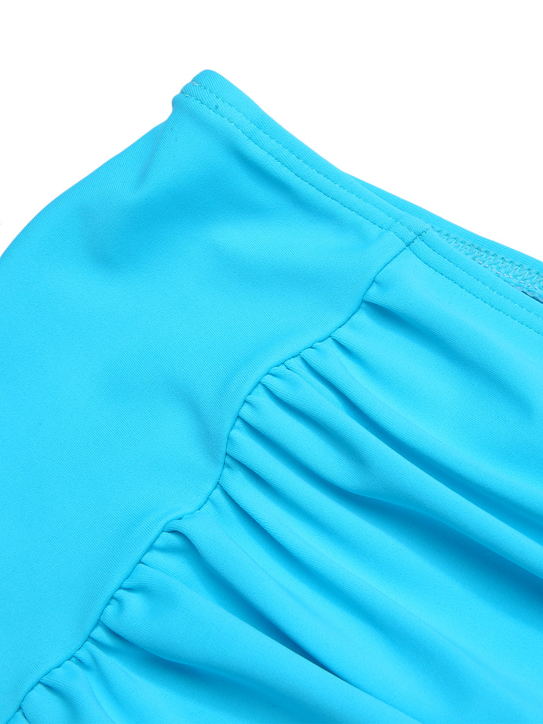 Light Blue 1950s Stripe Strap Swimsuit, vintage swimsuit, pin-up swimwear - perfect for women who love vintage and retro fashion