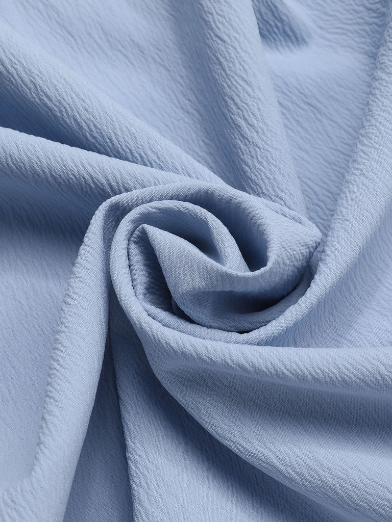 Light Blue 1970s V-Neck Ruffle Hem Dress — the kind of 1970s dress that makes strangers smile
