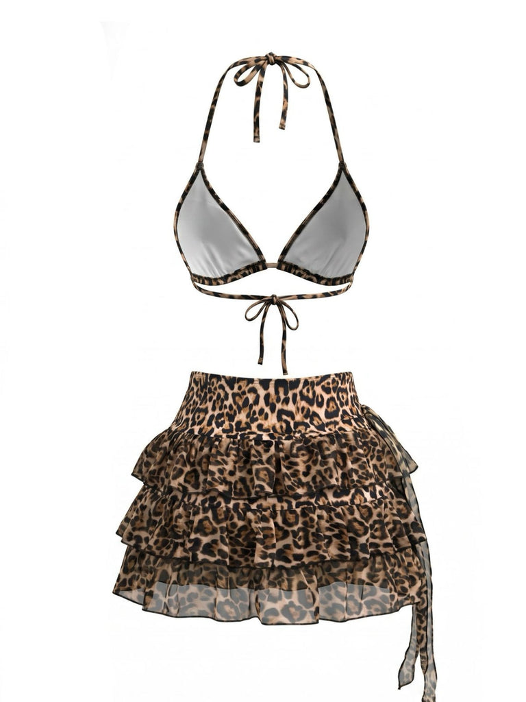 Light Coffee 1980s Pleated Bikini Set 3
