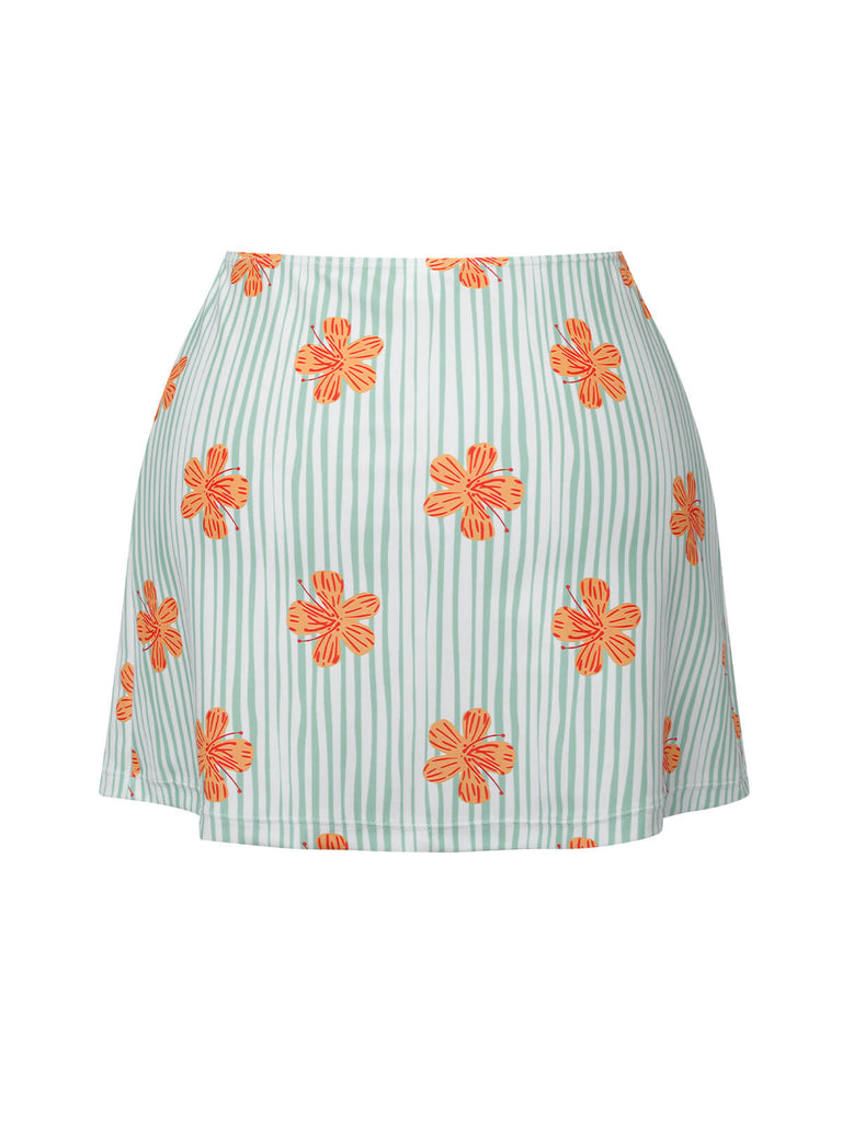 Light Green 1950s Floral Stripe Skirt Cover-Up, vintage skirt, retro style - perfect for women who love vintage and retro fashion