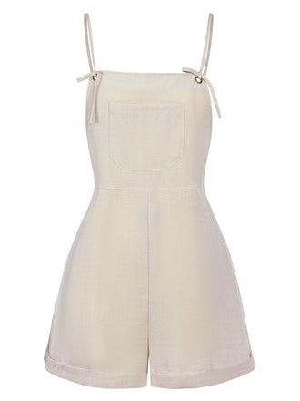 Light Grey 1950s Solid Spaghetti Strap Romper, vintage romper, retro jumpsuit - perfect for women who love vintage and retro fashion