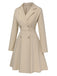 Light Khaki 1950s Solid Lapel Button Coat, vintage coat, retro outerwear - perfect for women who love vintage and retro fashion