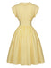 Light Yellow 1950s Stripe Ruffle Collar Tie Waist Dress, vintage dress, retro fashion, rockabilly, pin-up fashion - perfect for women who love vintage and retro fashion