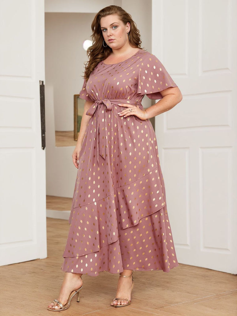 Lotus Pink 1930s Bronzing Polka Dot Waist Dress: timeless style reimagined