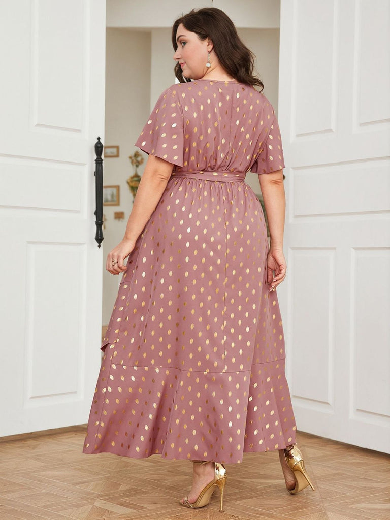 Lotus Pink 1930s Bronzing Polka Dot Waist Dress — vintage elegance for the modern woman