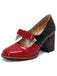 Mary Jane Colorblock Glitter Bowknot Chunky Heels - vintage shoes, retro heels